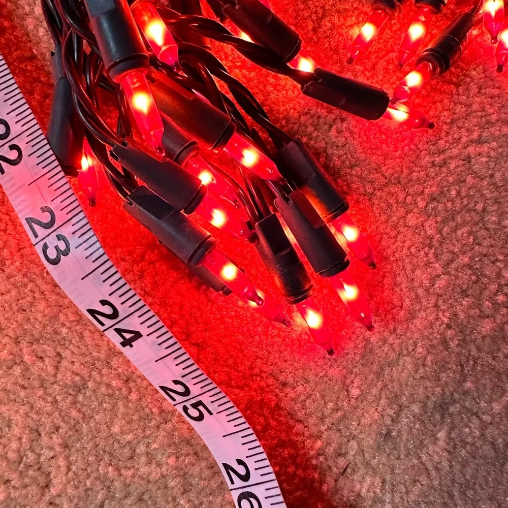 Red indoor,outdoor string vertical swag lights 25 inches long lot of 3